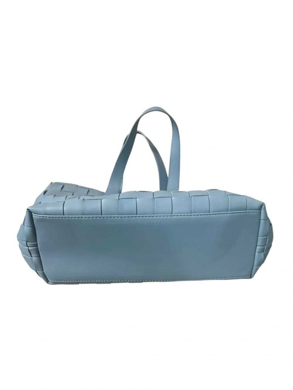 Like Dreams Handbag, Woven Design, Blue Grey Tote Bag